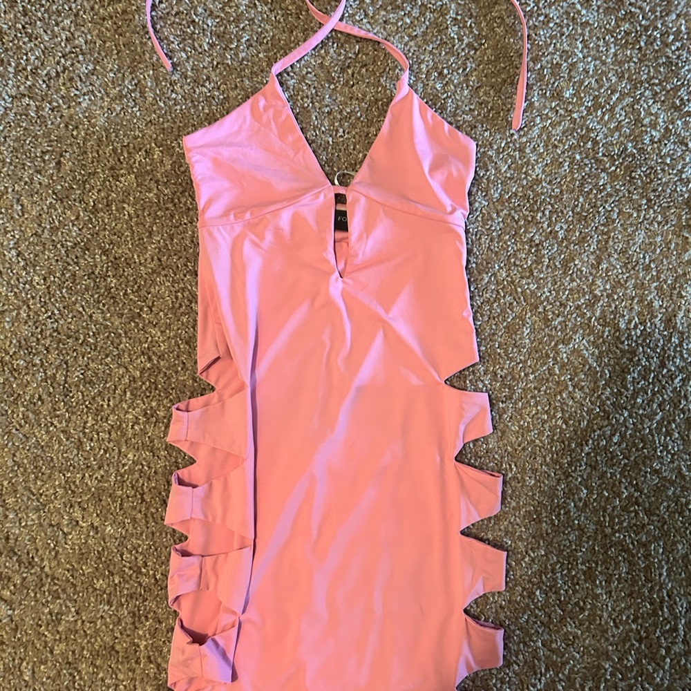 Pink Halter Cut Out Dress